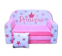 nana shop Canapé-lit pour enfant, pliable, 2 en 1, avec fonction lit, canapé de jeu, canapé pour enfant, 2 en 1, mini canapé pour chambre d'enfant, motif princesse rose