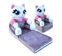 nana shop Fauteuil pour enfant, mini fauteuil, chaise d'enfant, canapé dépliable 2 en 1, fauteuil douillet, canapé pliable pour chambre d'enfant, chat gris