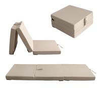 nana shop Matelas Pliant imperméable Pliable 3 pièces, Matelas de Camping, Matelas d'invités, Matelas de Sol, Matelas de Voyage, 80 x 200 x 10 cm (Beige)