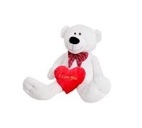 nana shop Ours Géant 180 cm Blanc avec Cœur - Peluche Géante Douce et Personnalisable avec Broderie - Cadeau Original pour Enfant et Adulte