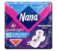 Nana Ultra Goodnight Large Serviettes Hygiéniques Avec Ailettes - 10 unités (lot de 1)