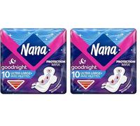 Nana Ultra Goodnight Large Serviettes Hygiéniques Avec Ailettes - 10 unités (lot de 2)