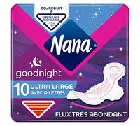 Nana Ultra Goodnight Large Serviettes Hygiéniques pour la Nuit, 10 unités