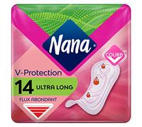 Nana Ultra Long Serviettes Hygiéniques - Flux Abondants - 14 Serviettes En Pochette Individuelle (Lot de 10)
