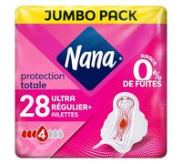 Nana Ultra Régulier Plus - 28 Serviettes Hygiéniques avec Ailettes