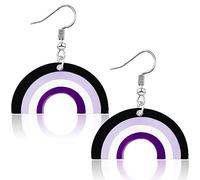 Nanafast Boucles d'oreilles LGBT arc-en-ciel Pride pour femme, lesbienne, bisexuelle, transgenre, non binaire, asexué, drapeau de progrès fluide, boucles d'oreilles en forme de cœur, bijoux LGBTQ
