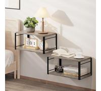 NANAGIFTREE - Lot de 2 tables de nuit flottantes pour chambre à coucher, salon, salle de bain, cuisine, bureau (gris classique)