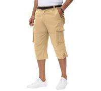 NANAMEEI Short Cargo Homme Pantacourt Hommes Short Travail Homme Bermuda de Travail Hommes Pantalon Court Kaki XL