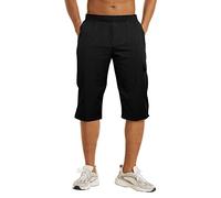 NANAMEEI Shorts 3/4 Cargo Homme Séchage Rapide Shorts de Sport Training Casual Grande Taille en Plein Air Léger Été avec Multipoches Noir M