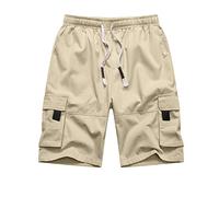 NANAMEEI Shorts et Bermudas Shorts Cargo en Coton Homme Cargo Outdoor Tailles Grandes de Travail Loose Fit Beige L