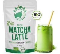 NanaNatura 's Bio Matcha Latte Mix avec 22 % de thé vert ceremonial grade en poudre du Japon | pour un thé tout simplement délicieux | également pour la glace et les pâtisseries