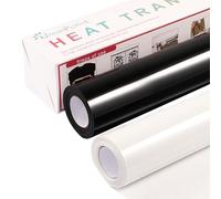 NANAPLUMS Film pour traceur textile, 30,5 cm × 4 m - Film flexible pour traceur textile, 1 rouleau blanc et 1 rouleau de film à repasser noir pour textiles - Film de transfert thermocollant pour