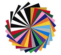 NANAPLUMS Lot de 30 feuilles de papier de transfert thermique permanent, assortiment de vinyles colorés HTV pour silhouettes et loisirs créatifs, logo, T-shirts et vêtements (multicolore)