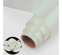 NANAPLUMS Rouleau de vinyle 3D Puff HTV à paillettes pour T-shirts, 30,5 x 100 cm, blanc pailleté