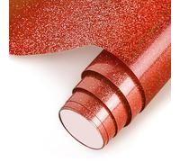 NANAPLUMS Rouleau de vinyle 3D Puff HTV à paillettes pour t-shirts, 30,5 x 100 cm, rouge pailleté