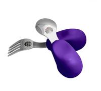 Nana's Manners Stage 2 Ensemble de couverts pour enfant avec fourchette et cuillère à nourrir. Améliore l'indépendance et la confiance à la table du dîner. Parfait pour les tout-petits de 12 mois et plus Violet