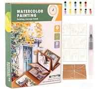 NANASUGUR Kit Aquarelle Portable 12 Couleurs, Cahier Aquarelle avec Aquarelles & Pinceaux, Adapté aux Débutants Adultes, Ideal pour la Maison, l'École, les Voyages et Cadeaux