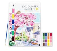 NANASUGUR Livre Peinture Aquarelle avec Pinceau Cahier D'exercices D'aquarelle pour Débutants Livres de Coloration Peinture Magique à l'Eau Kit de Peinture Aquarelle