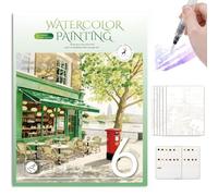 NANASUGUR Livre Peinture Aquarelle pour Adultes Débutants - Kit Complet avec Pinceau, 12 Couleurs Solides et Nuanciers, Cahier d'Exercices Anti-Stress Portable