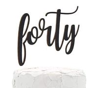 NANASUKO Décoration de gâteau d'anniversaire 40 ans - quarante - Paillettes noires double face - Qualité supérieure fabriquée aux États-Unis -Paillettes noires