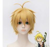 NANATASU NO TAIZAI péchés Dragon's Sin of Wrath Meliodas Cosplay perruque 30 cm court droit Anime Costume fête perruque synthétique Blond Meliodas