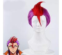 Nanbaka Detentionhouse Rock n ° 69 perruque Cosplay courte Shaggy couches violet rouge mélange perruques de cheveux synthétiques 422C