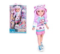 Nancy Catwaii NAC75000 Poupée pour Coiffure et Maquillage au Style félin Kawaii Japonais, Tenue et Accessoires inspirés des Chatons, Peigne pour mèches, Autocollants et Tatouages, +3 Ans