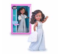 Nancy Collection Liceo Réédition de 1977, poupée de 42 cm avec Singe argenté Long noué au Cou, avec Demi-crinière ondulée Marron foncé, certifiée Officielle, célèbre (NAL13000)