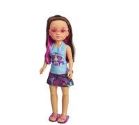 Nancy Tropicale Poupée Avec Lunettes, Mèches Et Vêtements Colorés, 42 Cm