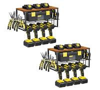 Nandae Lot de 2 Organiseur D'Outils,Servante d'atelier,Mallette à Outils,4 Fentes 1Grande éTagèRe pour Perceuse éLectrique en Acier Robuste pour Scie Circulaire,Perceuse,Atelier,Garage, Quincaillerie