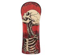 Nander Housse de club de golf en cuir synthétique avec étiquette numérotée Motif tête de mort et rose rouge pour conducteur/bois de parcours/hybride