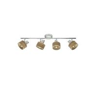 Nando Strip 4xe14 Chrome-Blanc/Bois Clair Spots Orientables 16x73x10 Cm