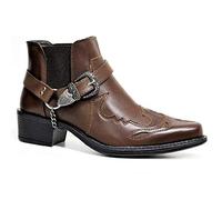 NANFAN Hommes Casual Vintage Court Bottine Western Cowboy Bottes Broderie Chaussure Équestre Grande Taille Bout Pointu Chevalier Équitation Botte De Moto,Brown-42