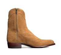 NANFAN Hommes Motard Équitation Chevalier Bottes Bottes Courtes Bout Rond Chaussures Équestres Vintage Western Cowboy Style Fermeture Éclair Latérale Bottes Randonnée en Plein Air,Yellow-43