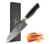 NANFANG BROTHERS Couteau Santoku en Acier Damas VG10 de 6,3 Pouces, Lame Ultra-Tranchante Idéale pour Hacher, Couper, Émincer et Tailler, Livré dans une Belle Boîte Cadeau
