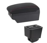 NANGAEBPPW Boîtes À Accoudoir Pour R&enault Pour Captur Kaptur 2018-2021 Kaptur Voiture Cuir Accoudoir Console Centrale Boîte De Rangement(Ligne rouge E1)