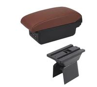 NANGAEBPPW Pour F&ord Pour Fiesta Boîte À Accoudoir Pour F&ord Pour Fiesta Mk5 Boîte À Accoudoir Pour Voiture Boîte De Rangement Centrale(B6 marron 3USB)