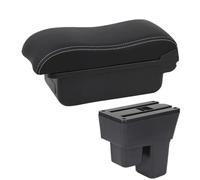 NANGAEBPPW Pour Jazz Boîte D'accoudoir Pour Fit Pour Jazz 2 Boîte D'accoudoir Voiture 2008 2009-2013 Boîte De Rangement Surface Incurvée Cuir(A3 Black white NO USB)