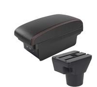 NANGAEBPPW Pour Kia Pour Rio II 2005 2006 2007-2011 Boîte De Repose-bras Rangement Central Modifié Accessoires Intérieurs Voiture(B1 Noir rouge 3USB)