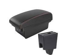 NANGAEBPPW Pour Proton Pour Saga Boîte De Rangement D'accoudoir Cuir Accoudoir Style Auto USB Console Centrale Accessoires(B1 Noir rouge 3USB)