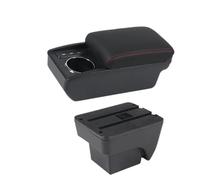 NANGAEBPPW Pour SEAT Pour ARONA Boîte D'accoudoir Double Couche Rangement Central Porte-gobelet Retrofit Accessoires Auto Intérieur(B1 Noir rouge 3USB)