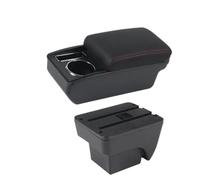 NANGAEBPPW Pour SEAT Pour ARONA Boîte D'accoudoir Double Couche Rangement Central Porte-gobelet Retrofit Accessoires Auto Intérieur(C1 Noir rouge PAS d'USB)