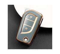 NANGAEBPPW pour Toyota pour Aygo pour Yaris pour Highlander pour Camry pour Keychain 2 3 Boutons Coque Clé Voiture TPU Housse Porte-clés(Gray,2 Button)