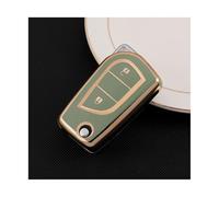 NANGAEBPPW pour Toyota pour Aygo pour Yaris pour Highlander pour Camry pour Keychain 2 3 Boutons Coque Clé Voiture TPU Housse Porte-clés(Vert,2 Button)
