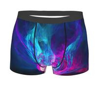 nanger Boxer pour homme imprimé feu bleu et rose, respirant, doux, extensible, confortable classique, noir, Large