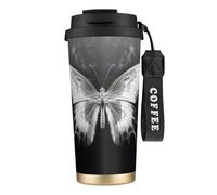 nanger Butterfly X Ray Tasse à café isotherme en acier inoxydable 316 avec couvercle anti-fuite, garde au chaud ou au froid