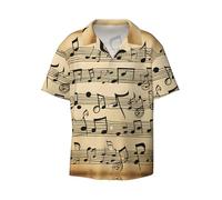 nanger Chemise d'été décontractée pour homme, motif notes de musique, manches courtes, robe de plage hawaïenne avec poche, noir, 4X-Large grand