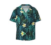 nanger Chemise hawaïenne d'été décontractée pour homme - Manches courtes - Avec poche, noir, Large grand