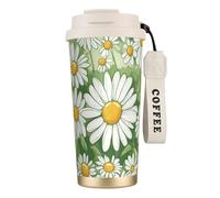 nanger Daisy Tasse à café isotherme en acier inoxydable 316 avec couvercle anti-fuite, garde au chaud ou au froid