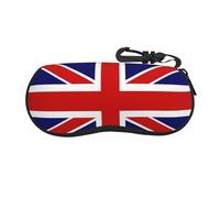 nanger Étui à lunettes souple imprimé drapeau anglais avec fermeture éclair pour homme et femme, noir, taille unique, Noir/blanc, taille unique